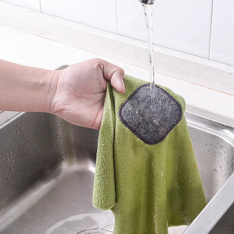 

3pcs Kitchen Anti-grease Wipping Rags Efficient Super Absorbent Microfiber Cleaning Cloth non-stick oil, washable quick-drying