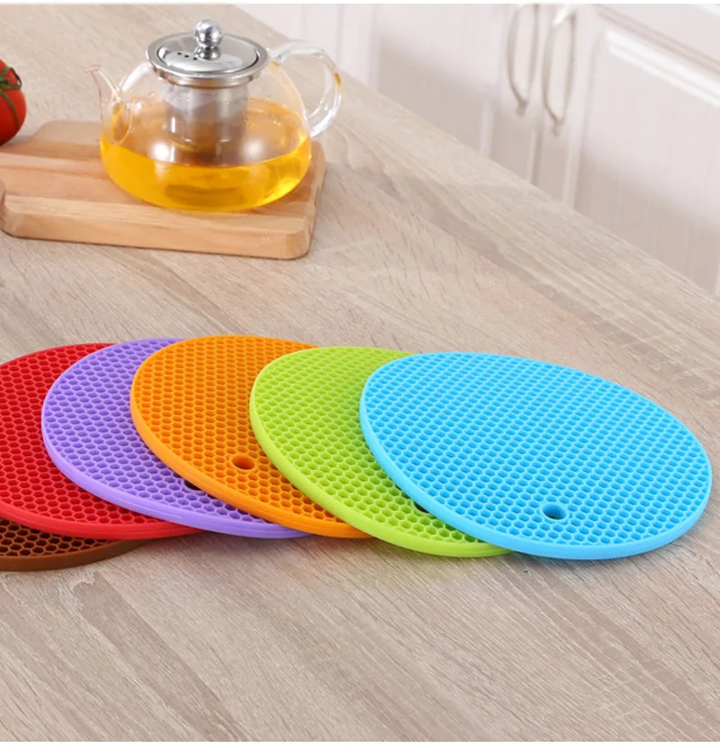 

Hot Sale 18cm Round Heat Resistant Silicone Mat Drink Cup Coasters Non-slip Pot Holder Table Placemat Kitchen Accessories