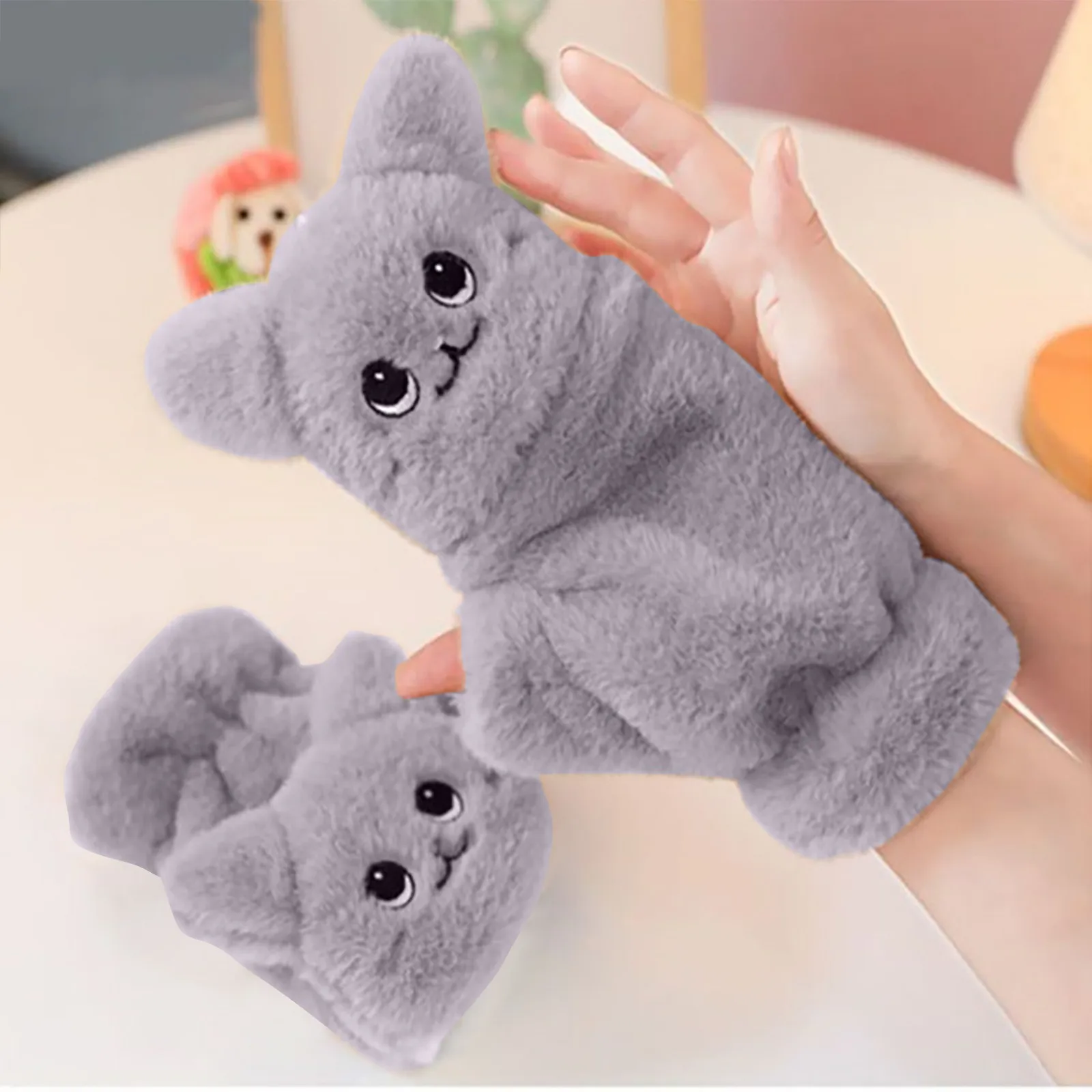 

Lovely Plush Thickened Warm And Cold Proof Gloves Cartoon Sweet Flip Gloves