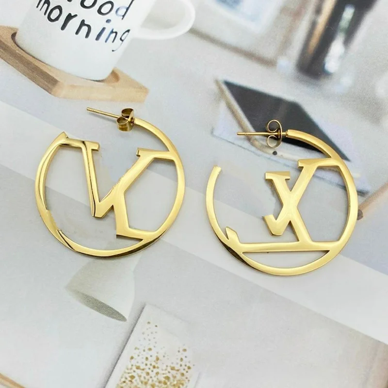 

Brand Fashion Womens Earring Big Circle Simple Double Side Earrings Brand Jewelry Hoop Piercing Earrings for Woman High Quality