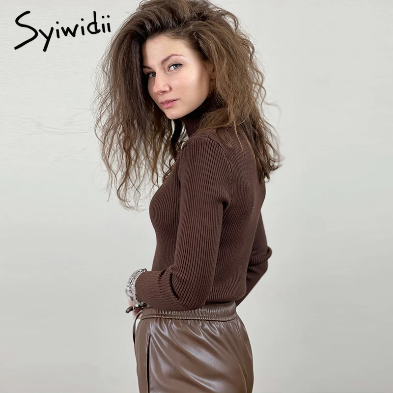 Syiwidii женские утепленные свитера Осень Зима 2021 Новые вязаные водолазки с длинным
