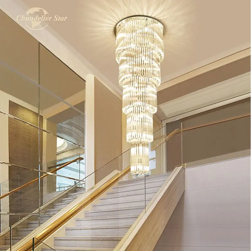 Goede Luxe Led Kroonluchters Verlichting Moderne Kristallen Roestvrij Stalen Spiraal Plafondverlichting Woonkamer Trap Hotel Lampen Lustre