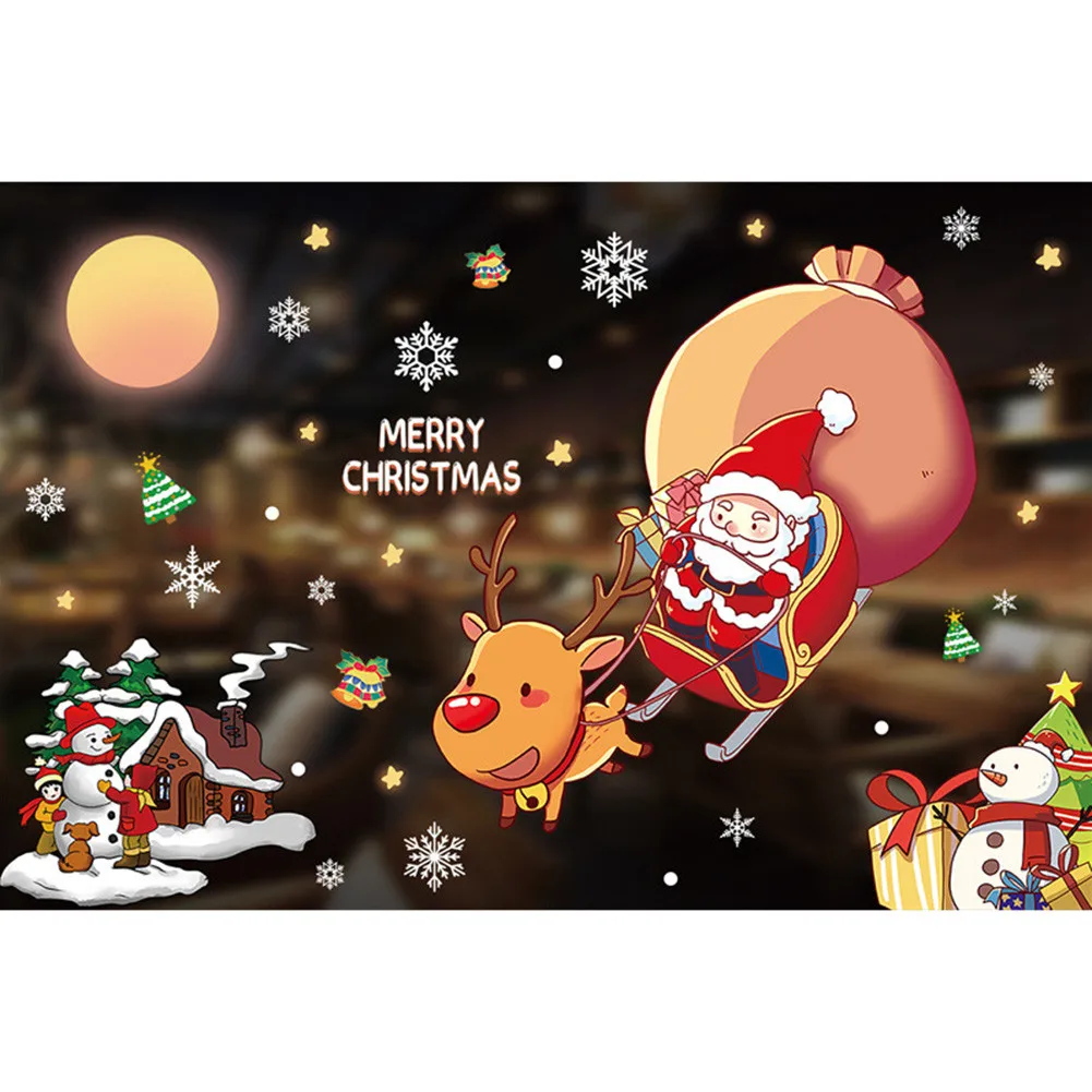 

Christmas Santa Claus Window Wall Stickers Removable Xmas Glass Decals Clings For Home Decor Happy New Year 2022