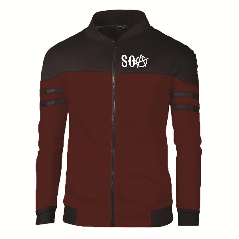 

SOA Sons of anarchy the child new Fashion SONS Men pullover Zipper high quality cotton Casual Harajuku Splicing jackets