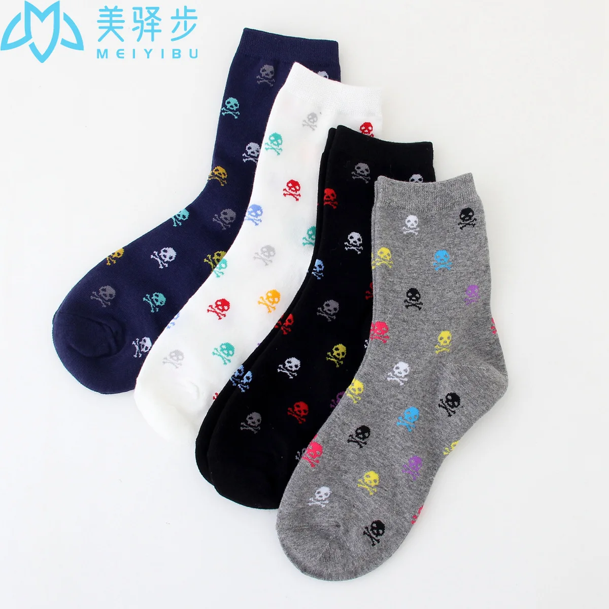 12 Pairs Per Set Korean Women's Socks Cartoon Skull Sweat-absorbent Ladies Socks