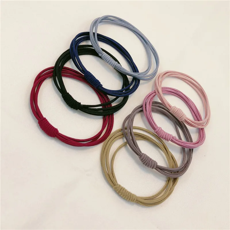 10 шт./компл. Простая цветная 4 слойная резинка с узлом аксессуары для волос женщин