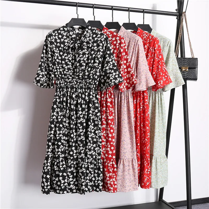 Повседневное женское летнее платье Женская обувь в винтажном стиле с цветочным