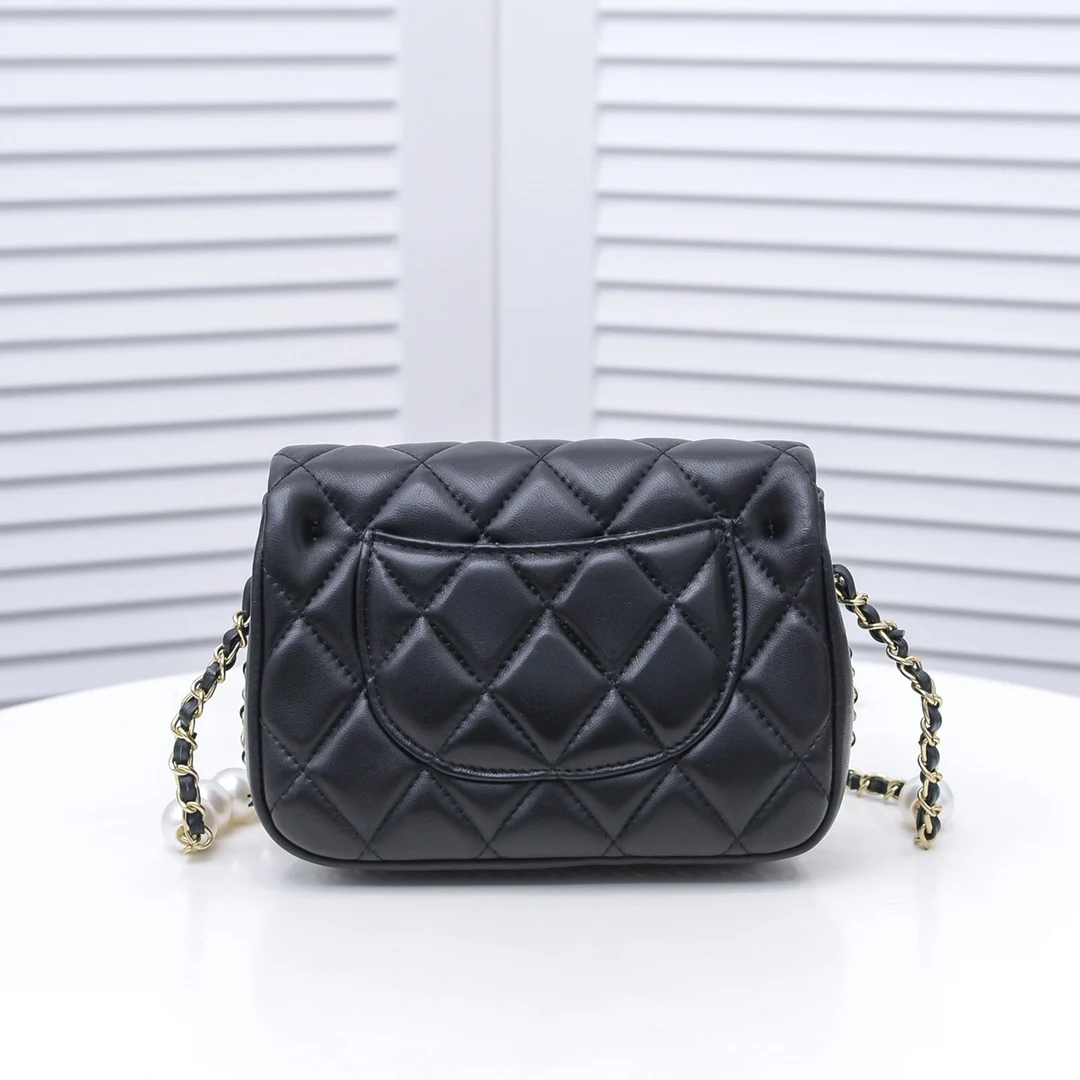 

New Classic Women's Genuine Leather Shoulder Bag Black White with gold chain Handbag Bags Ladies Handbags