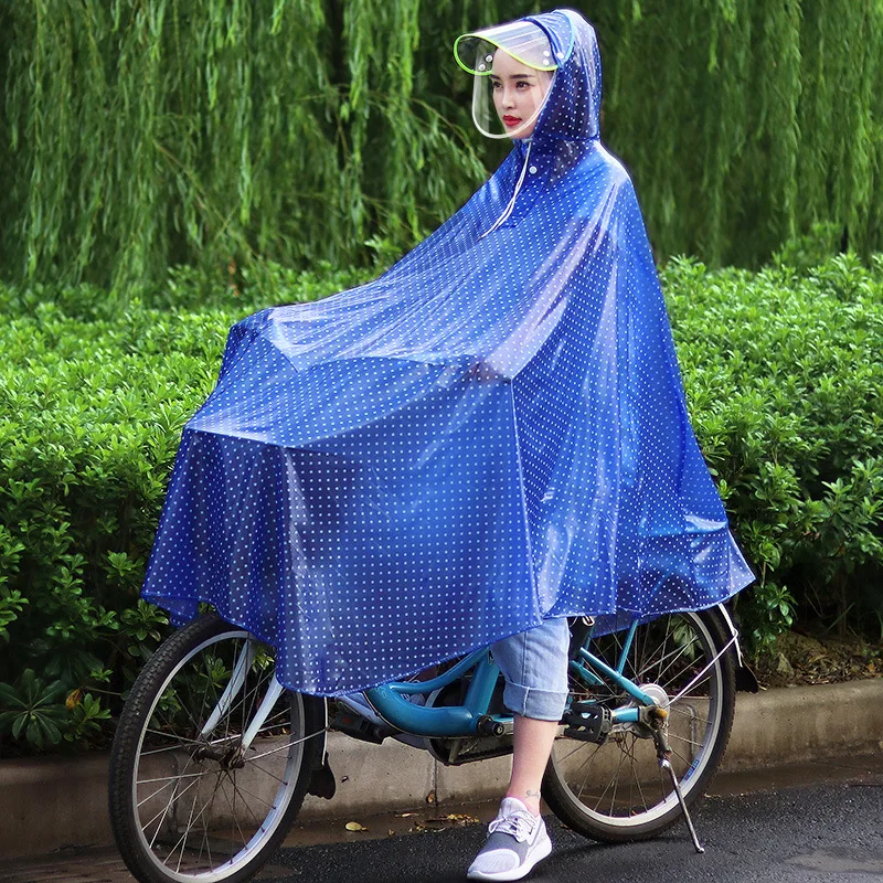 

Bicycle Raincoat Female Lovely Single Thickened With Mask Transparent Bicycle Poncho Male Students Riding Portable Rain