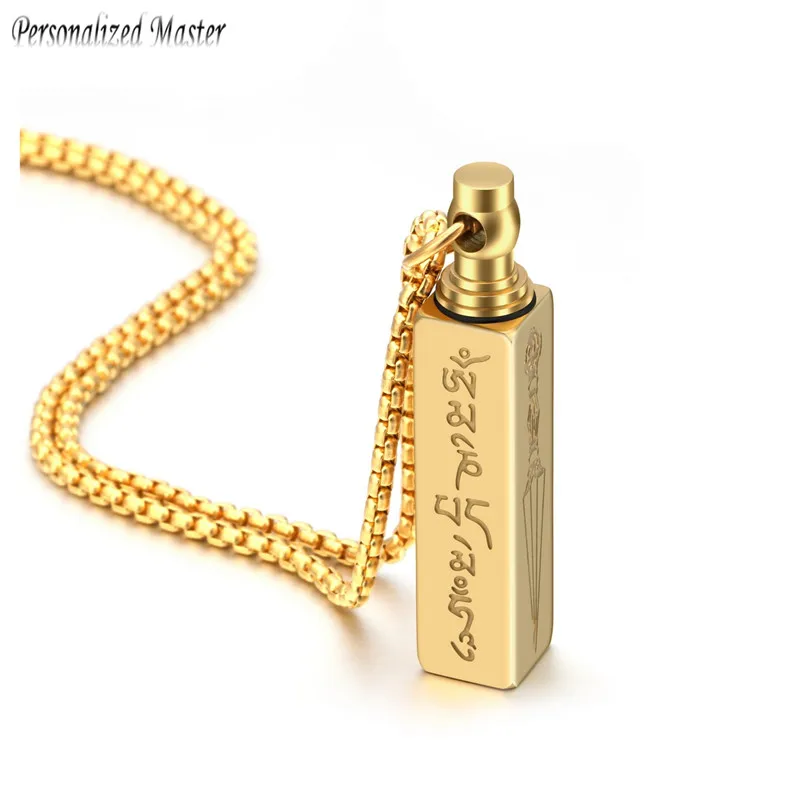 

Personalized Master Custom Stainless Steel Buddhist Om Mani Padme Hum urn Pendant Necklace Memorial Keepsake Cremation Jewelry