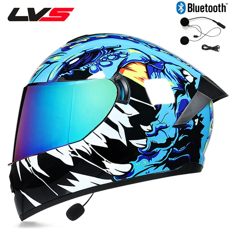 Bluetooth мотоциклетный шлем Полный мотоциклетный шлем с двойными линзами DOT Capacete da motocicleta - Цвет: 8