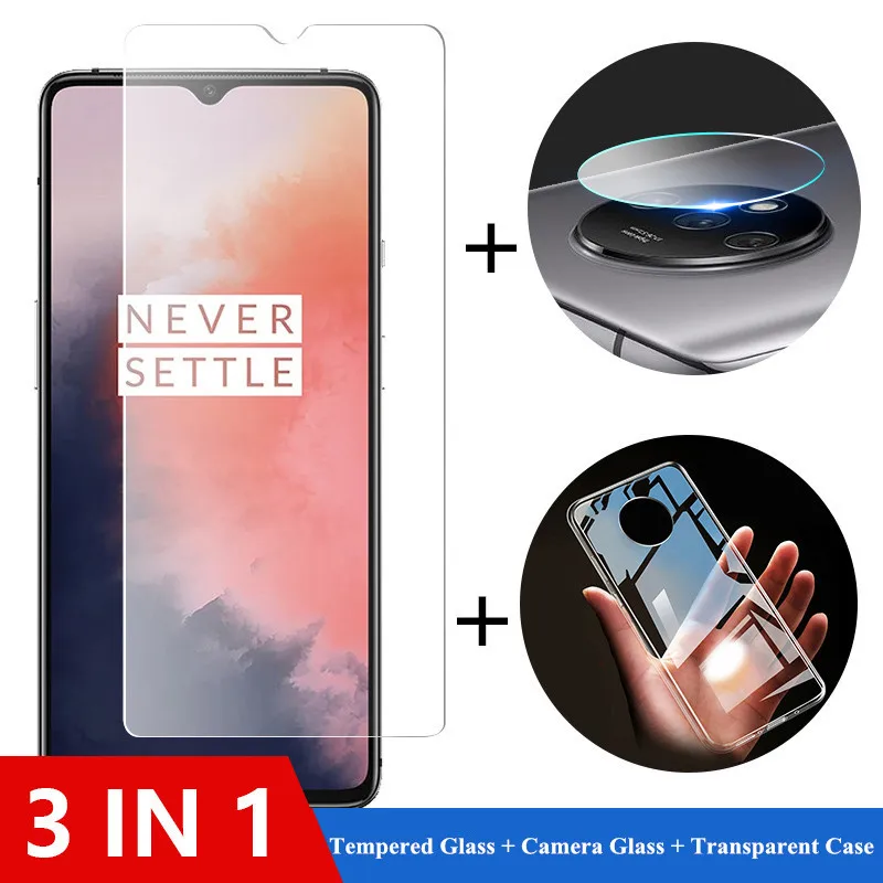 Закаленное стекло + задняя крышка для OnePlus 7t Pro защита экрана чехол телефона