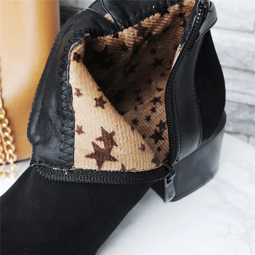 

Sexy Boots Woman Med High Heel Boots High Heels For Women Shoes Spring Autumn Ankle Boots Booties Female Small Big Size 34 - 43