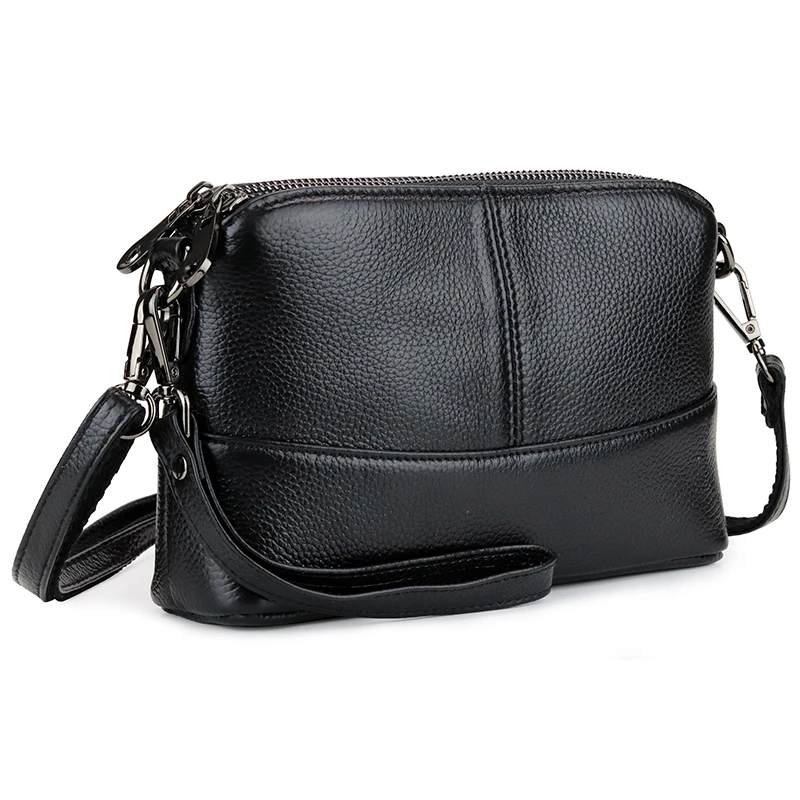

Luxury Women's Bag High Quality Soft 100% Genuine Leather Ladies Shoulder Messenger Bag Designer Multi-layer Double Zipper Bag