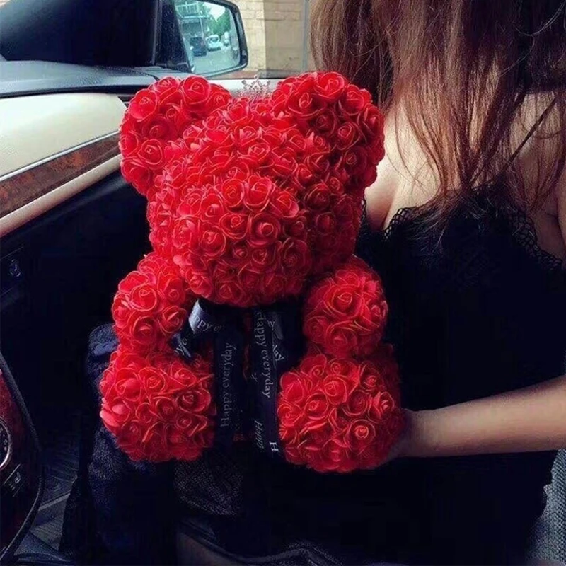 Новинка 40 см Роза Медведь Тедди домашний Декор Цветы искусственное украшение