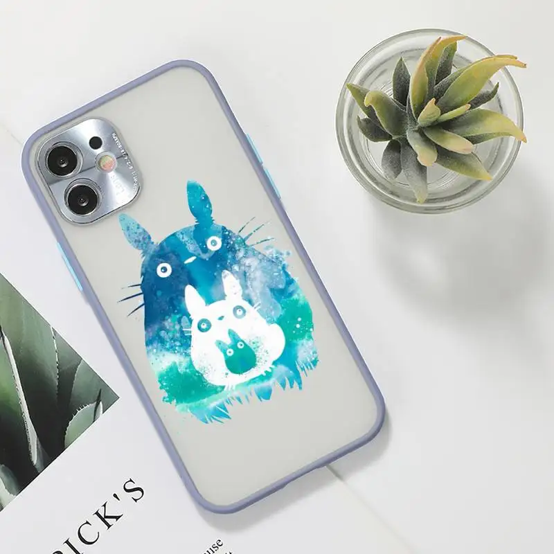 

Spirited Away Phone Case For iPhone 12 11 Mini Pro XR XS Max 7 8 Plus X Matte transparent Gray Back Cover