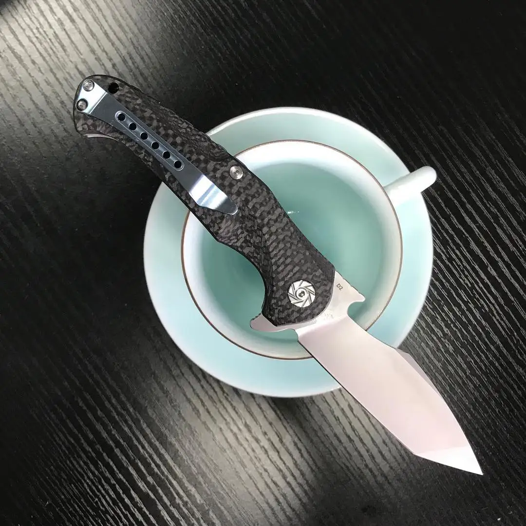 KUBEY KU159CF складной нож S35VN и D2 сталь углеродное волокно ручка титановая ЗАДНЯЯ РАСПОРКА керамический шариковый подшипник Тактический Кемпинг