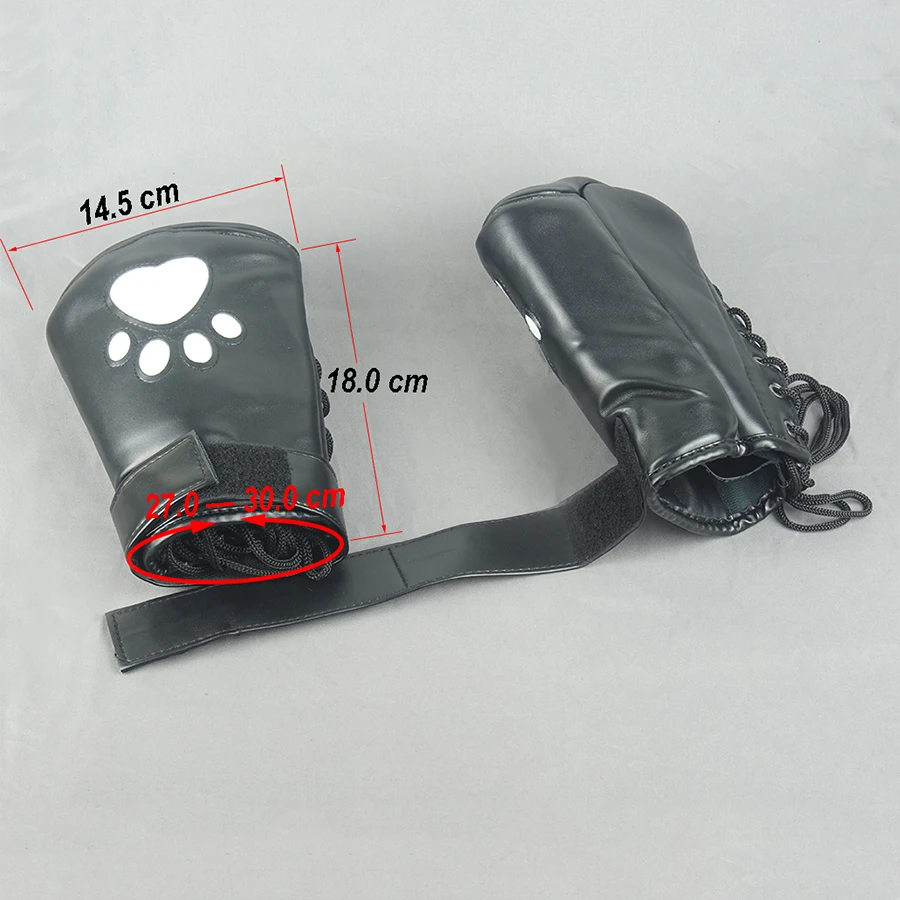 Наручники для секса кожаные мягкие перчатки варежки БДСМ бондажа с принтом лап