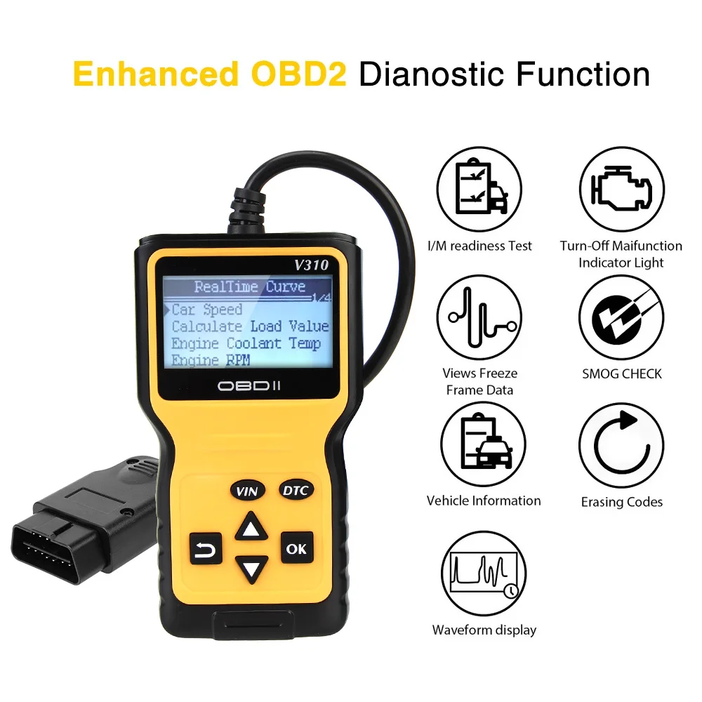 ELM 327 V310 OBD2 считыватель кодов сканер OBDII EOBD Считывание/очистка неисправностей
