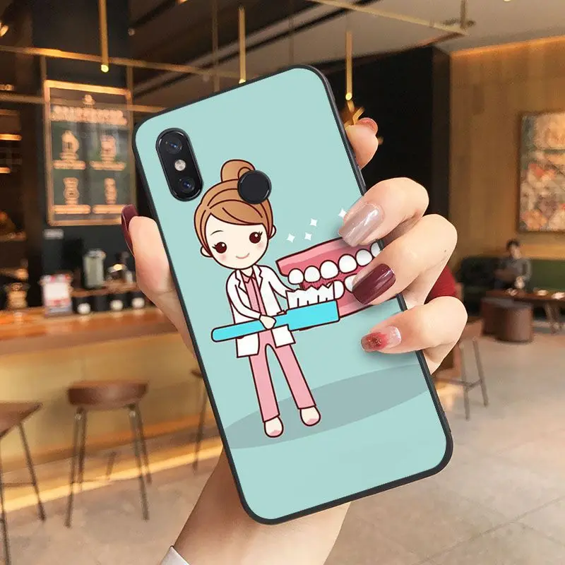 Dentist Tooth Pattern Silicone Black Phone Cover Skin For Xiaomi Mi MIX2 MIX2S MAX2 MAX3  F1 5 Note2 Note3 Coque Shell Cover