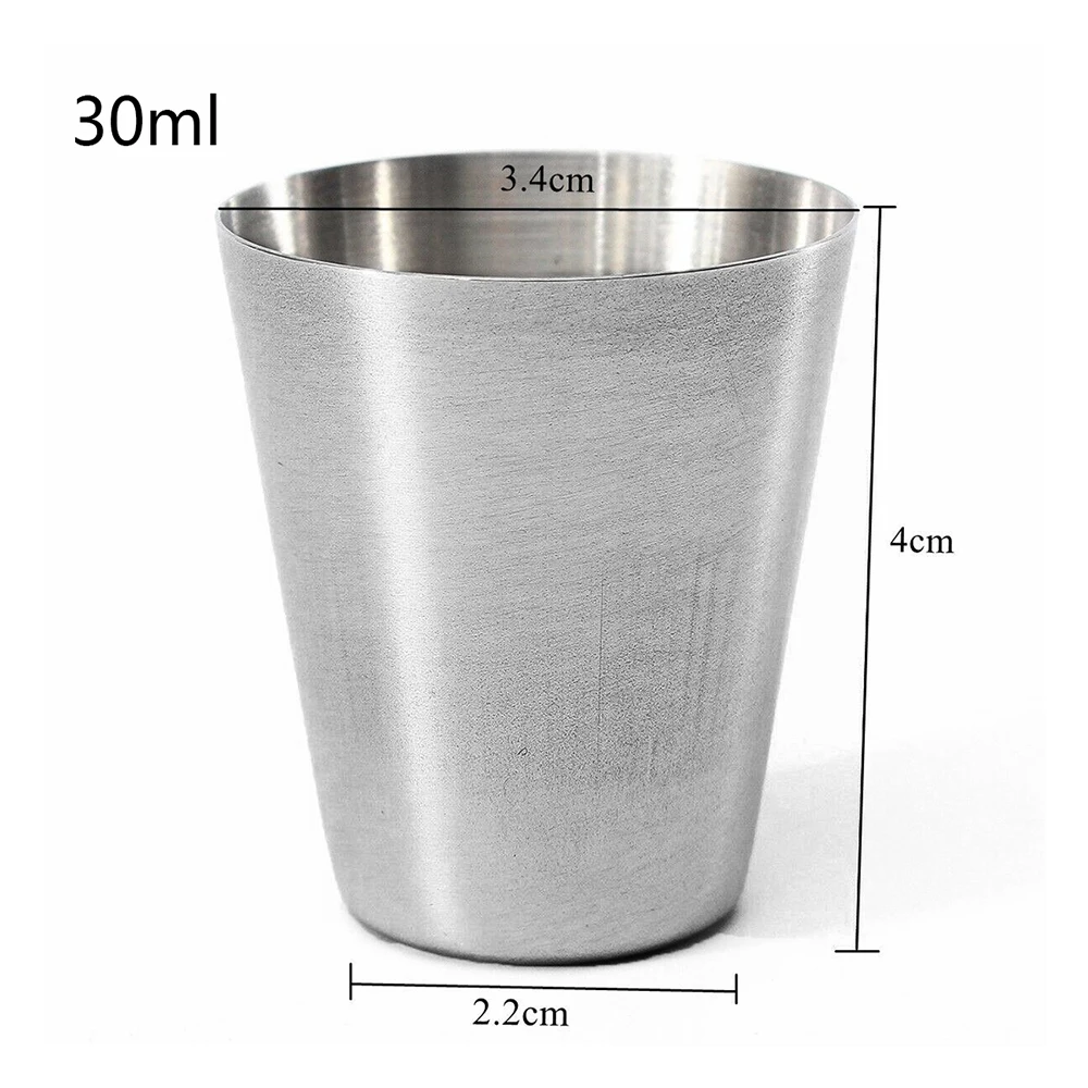 4Pcs/Set Travel Outdoor Practical Stainless Steel Cups Shots Set Glasses For Whisky Wine 30ml Portable | Дом и сад