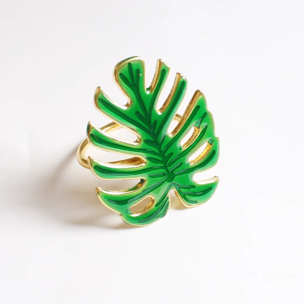 6 шт. современный ресторан Зеленый лист салфетка с пряжкой Западный круг ткань