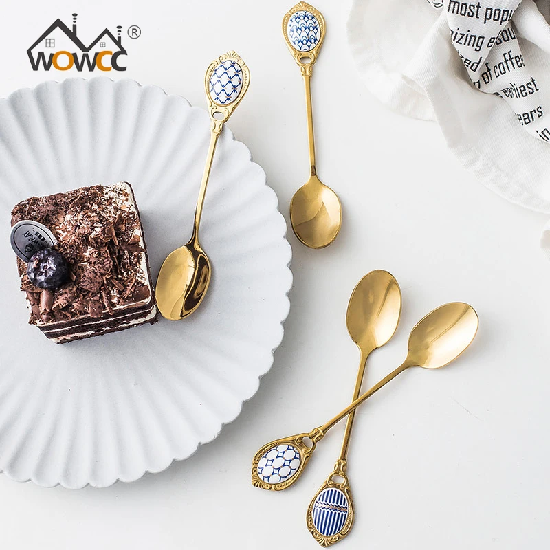 Ложка из нержавеющей стали с керамической ручкой ложки для мороженого кофе