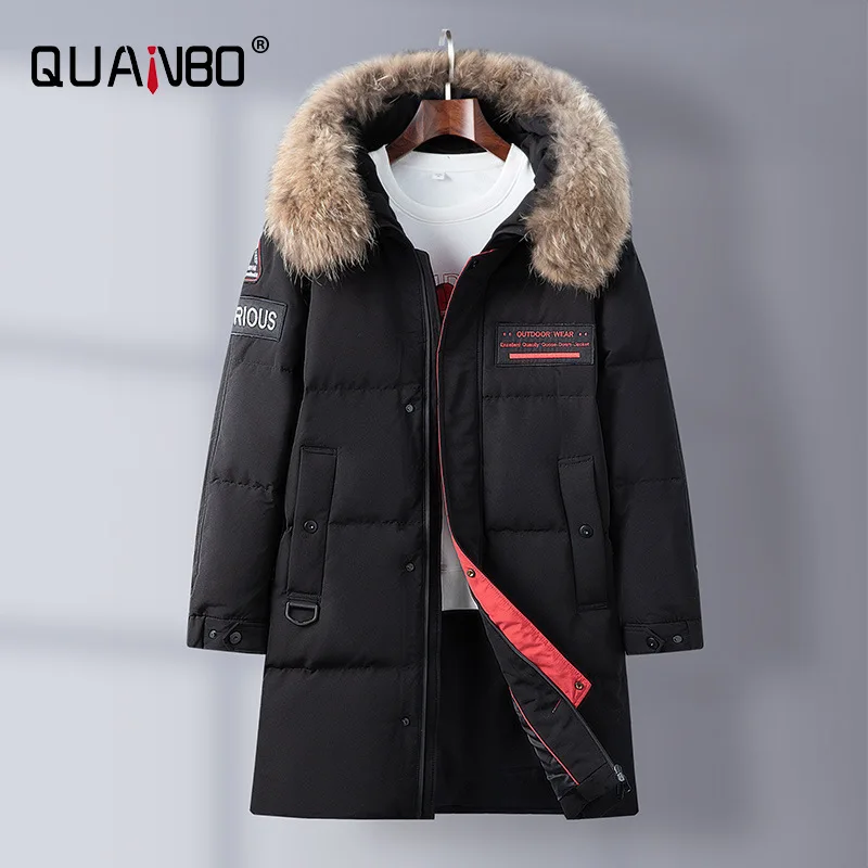 

QUANBO Men's Heavy Duty Hooded Winter Parka Down Jacket 2021 New Fashion Camouflage Business Casual Thicken Warm Coats