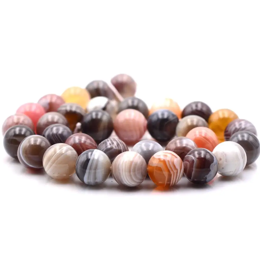 

12mm round multicolor round botswana agates beads