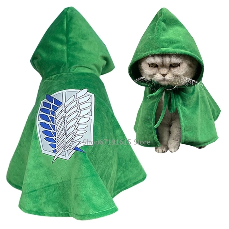 

Shingeki No Kyojin Pet Dog Cat Cloak Anime Attack on Titan Cosplay Costume Survey Corps Props Christmas Halloween Cape Hoodie