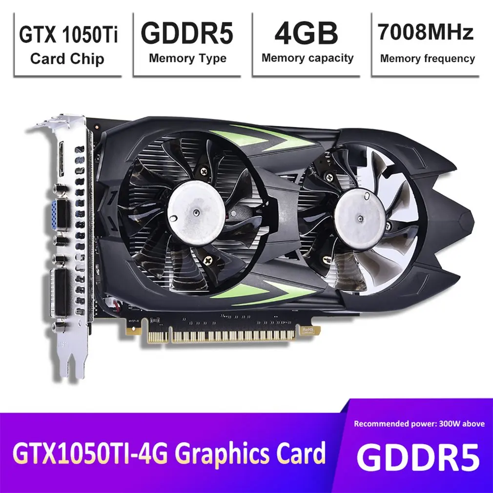 Видеокарта GTX 1050 TI-4G для игр 4GB GDDR5 128Bit 7008MHz улучшенный чип стабильное изображение