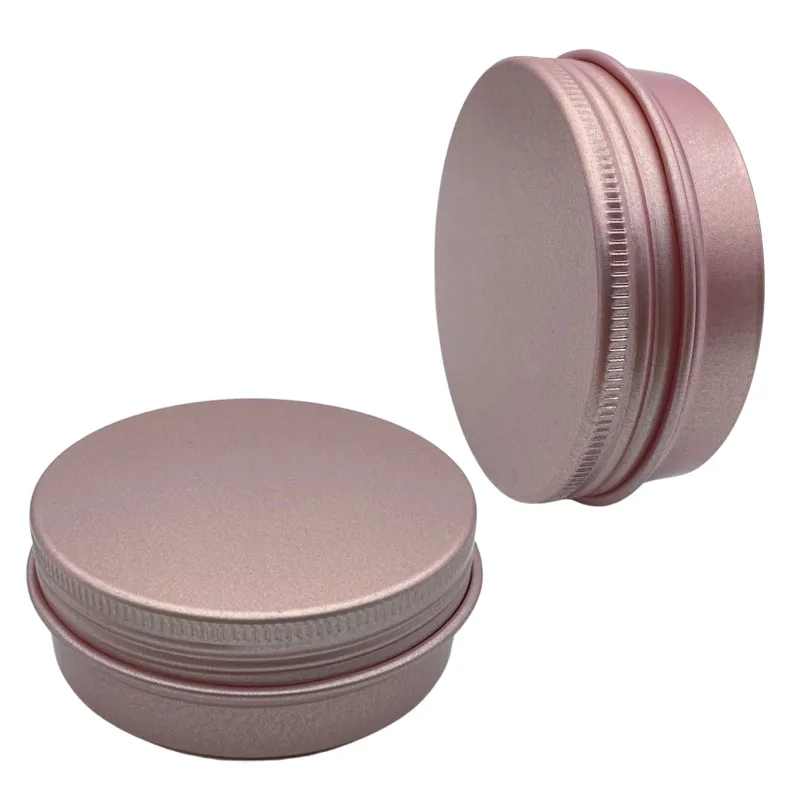 

30pcs Matte Rose Gold Aluminum Round Tin Cans Box 60g/2OZ Empty Cosmetic Cream Jar Pot Case Screw Thread Lid Lip Balm Container