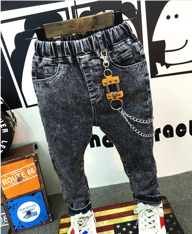 Модные джинсы для мальчиков на весну и осень 2-7 лет детские джинсовые брюки