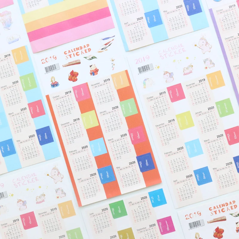 Domikee симпатичный 2019 2020 год календарь ежемесячный указатель этикетка флаг