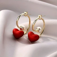 2022 new peach heart love ladies earrings korean version all match fashion jewelry for mother gift heart shaped woman earrings
