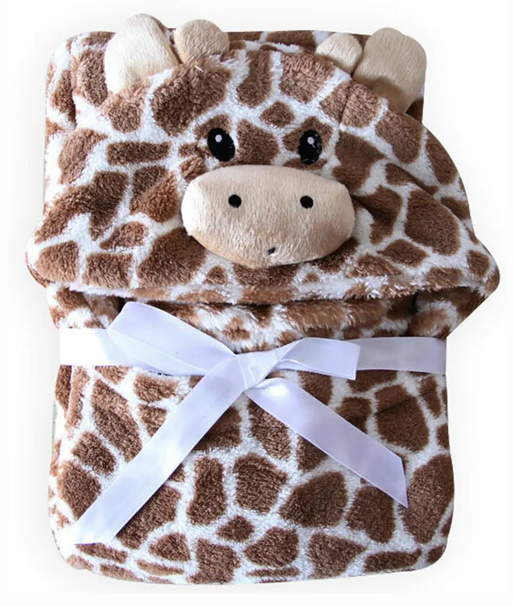100cm Cute Bear Shaped Baby Hooded Bathrobe Soft Infant Newborn Towel Giraffe Towel Blanket Baby Bath Towel Cartoon Patter Towel