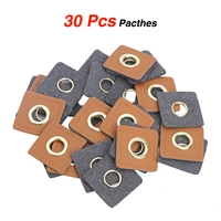 30 sew on clothing patches pu leather badges metal brass eyelets grommets patch diy knitting sewing applique for purse bag craft