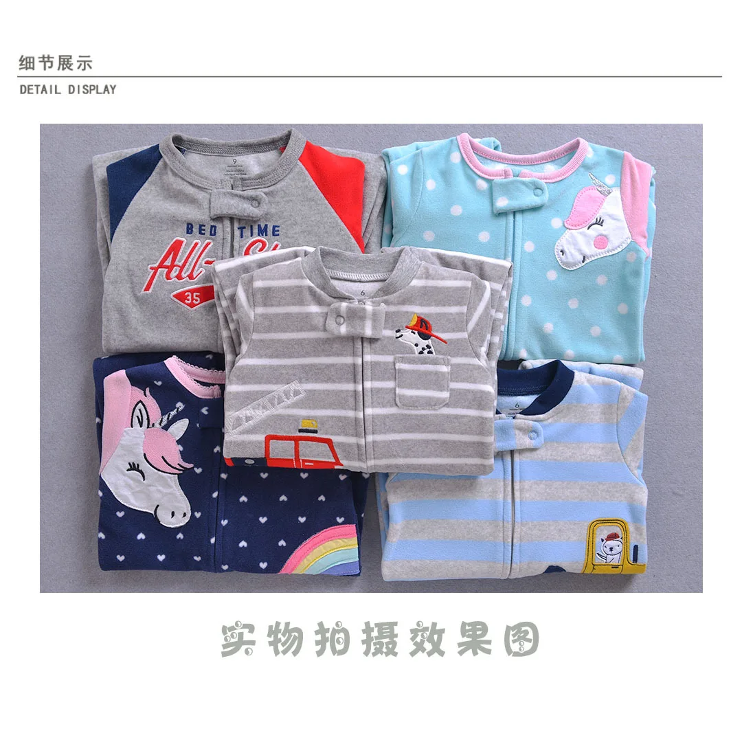 Детские пижамы на молнии зимние теплые одежда для малышей с изображением