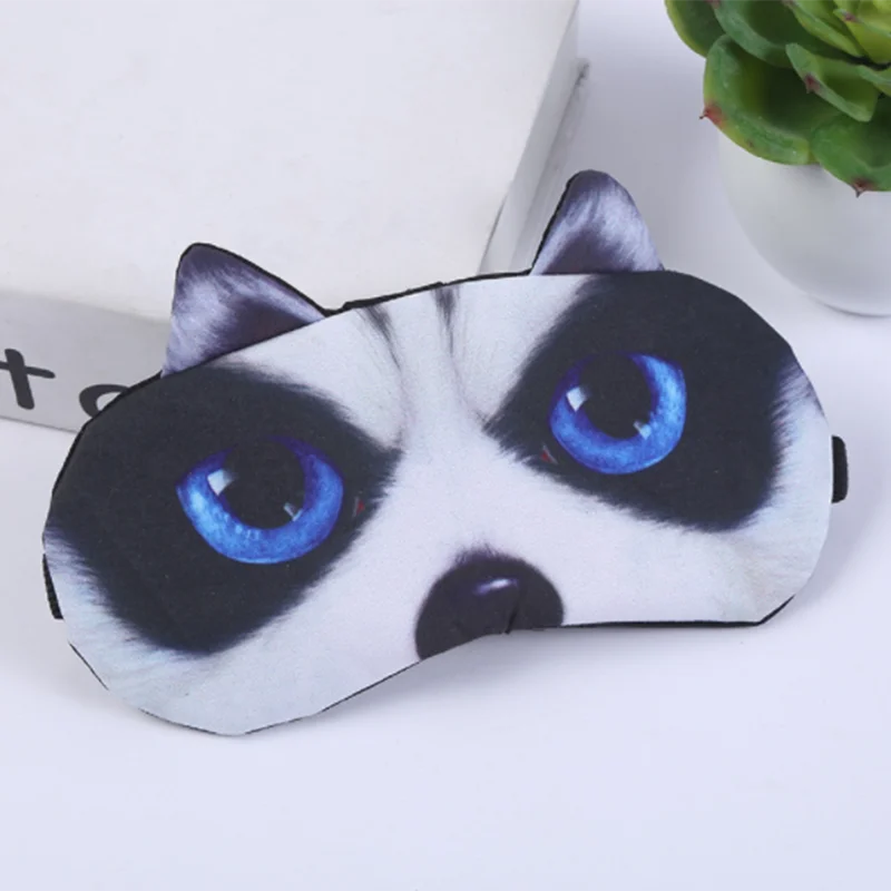 Short nose blue ey Маска для глаз тени для век Обложка козырек от солнца натуральный спальный глазную повязку милый кот собака ночная маска для лица на основе Для женщин Для мужчин Мягкая повязка дорожная защита для глаз - Цвет: Short nose blue ey