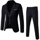 Мужской облегающий костюм-тройка, деловой повседневный костюм для шафера, пиджак, брюки, жилет, 2021
