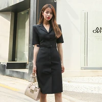 smthma 2021 new women summer office lady belted dress work wear slim sexy korean fashion style vestidos black dresses