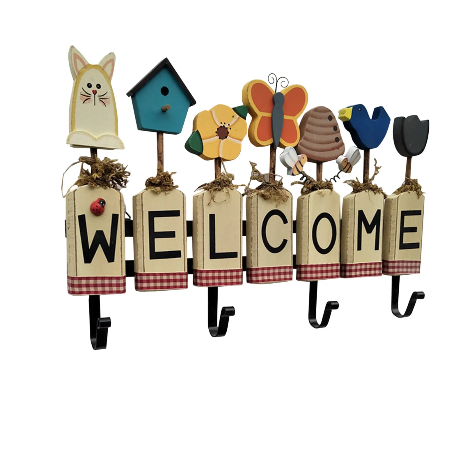 

Garden House Door Wall Decoration Plaques Wooden Listing Style Welcome Creative House Number Wall Hook Garden Home Gnome Decor