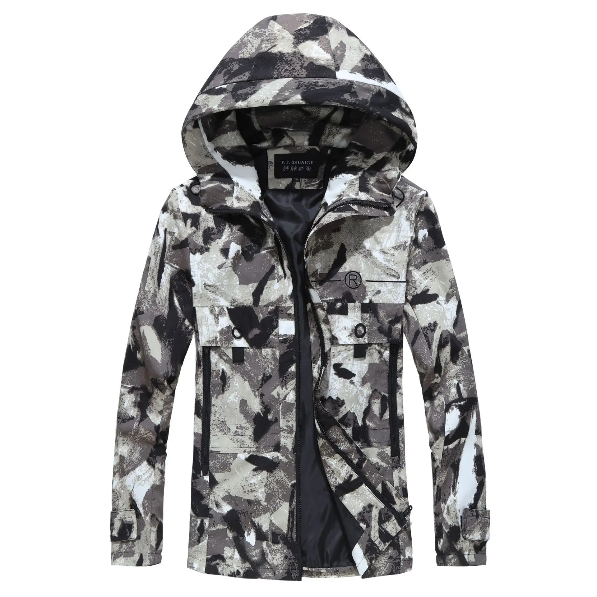 Новинка Мужская искусственная куртка размеры 6XL 7XL 8XL 9XL камуфляжная с капюшоном