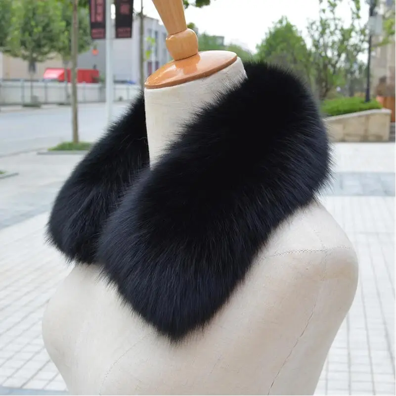 ZDFURS* аксессуары для одежды из натуральной лисицы шарфы натурального серебристого лисьего меха воротник квадратный ZDC-163013 - Цвет: Черный