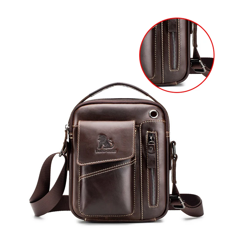 LAOSHIZI маленькая сумка через плечо из коровьей кожи для мужчин Повседневная Сумка