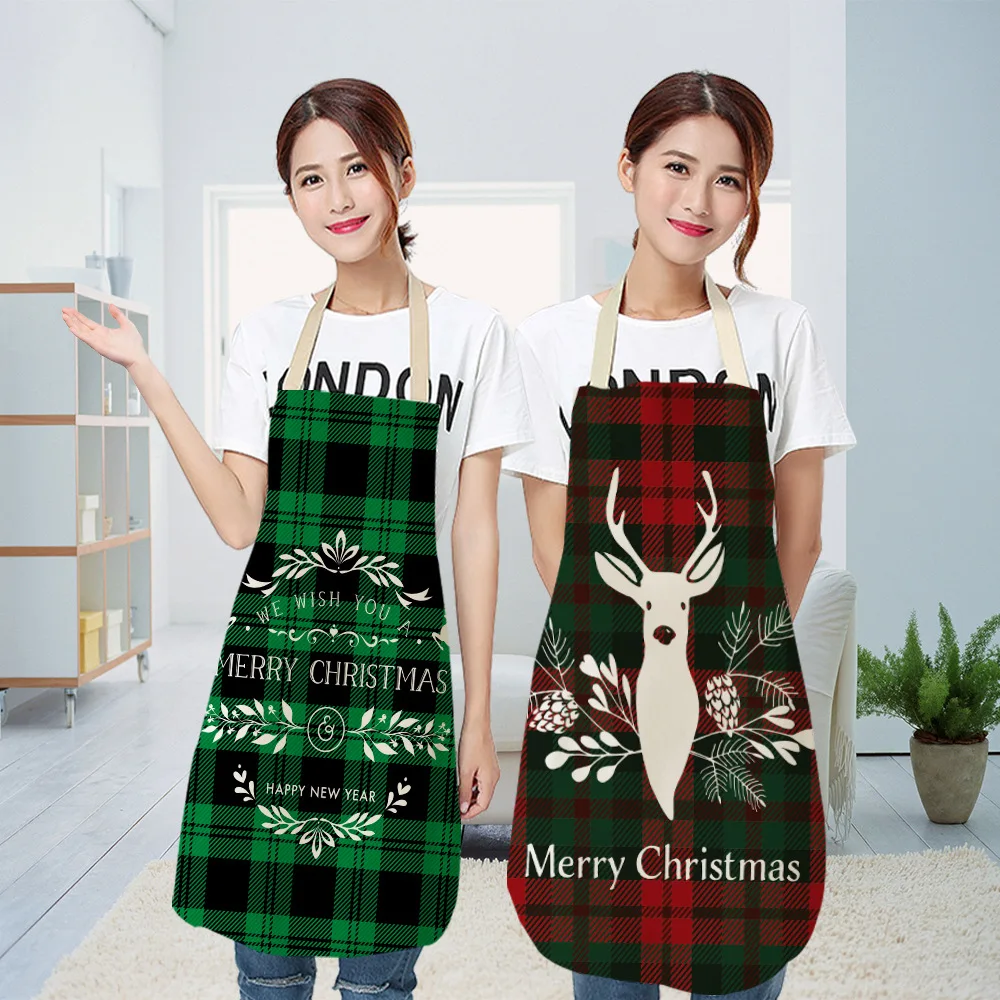 

Linen Merry Christmas Apron Kitchen Novelty Christmas Decorations for Home Kitchen Accessories Natal Navidad 2022 New Year Gifts