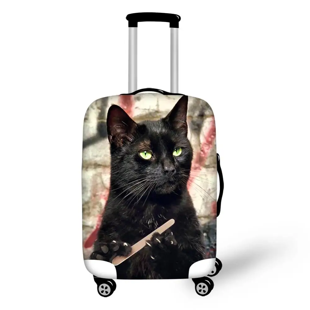 HaoYun Protective Suitcase Cover Black Cats Print Elastic Dustp-roof Luggage Cover Fantasy Animal Water-proof Travel Accessories