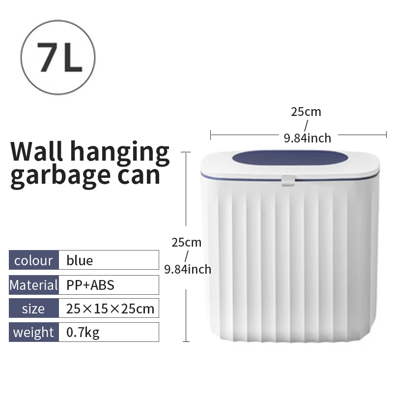 wall mounted trash can kitchen cabinet 7l wall hanging recycling kitchen garbage bin waste storage kitchen trash can free global shipping