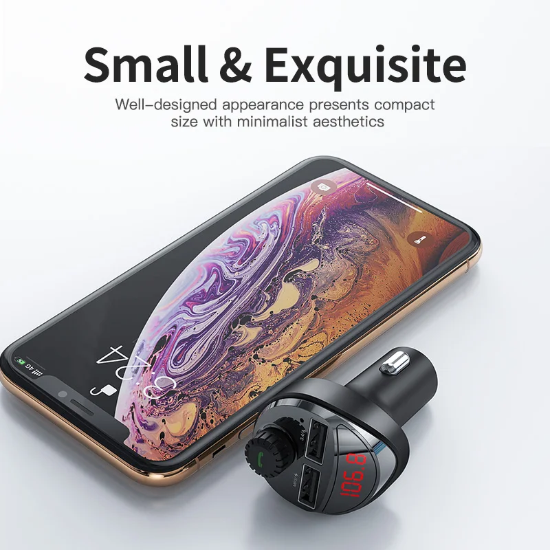 Автомобильное зарядное устройство KUULAA Bluetooth с FM-передатчиком 3 4 А два USB зарядного