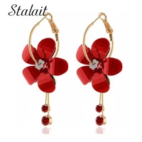 big circle earrings women dangle gold lilac acrylic plum flower drop earrings for girl jewelry